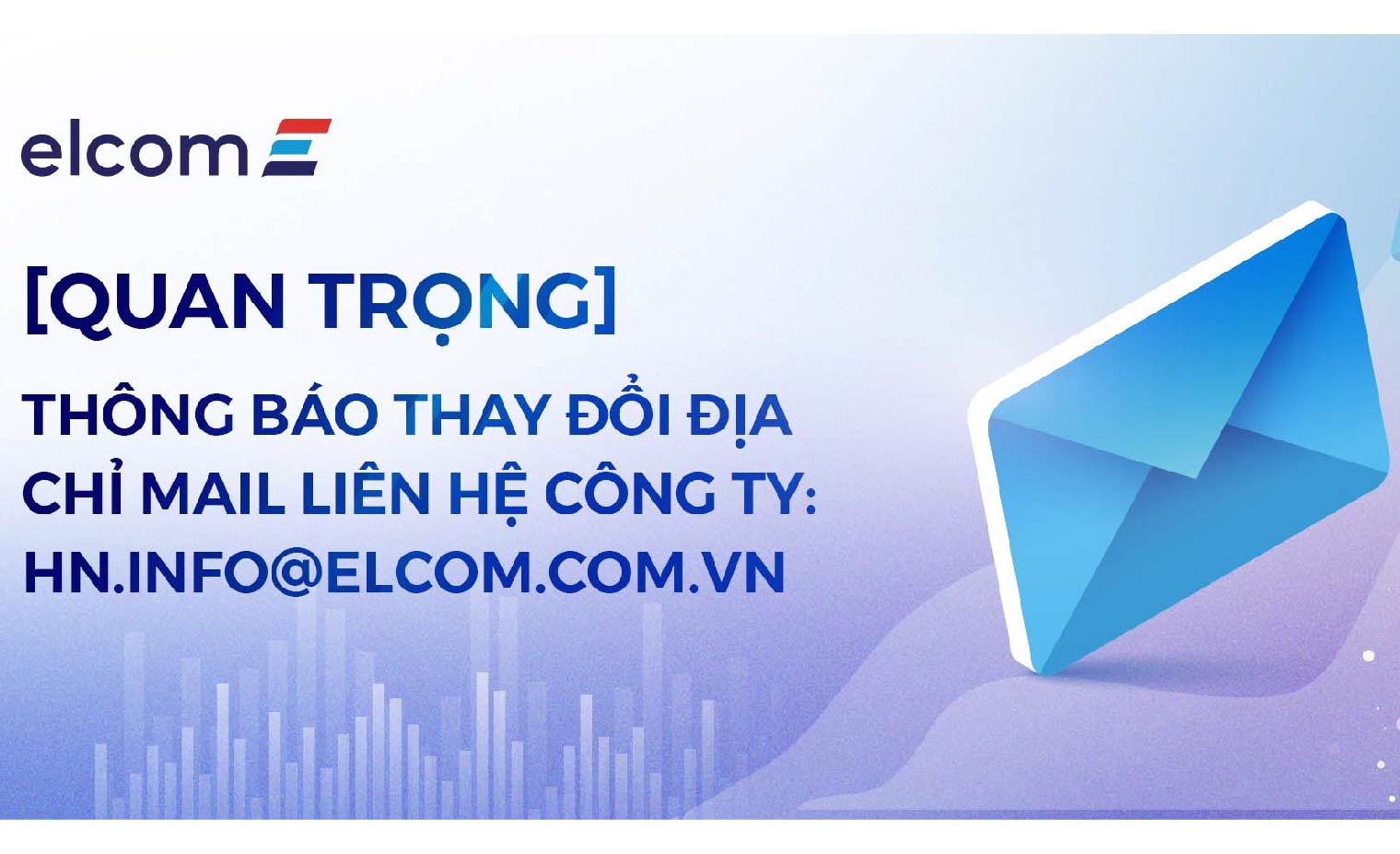 Thông báo thay đổi địa chỉ mail liên hệ công ty: hn.info@elcom.com.vn